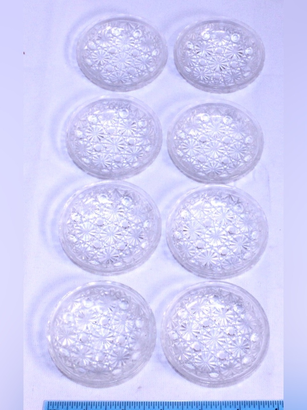 Set of 8 Vintage Clear Crystal glass Coaster Butter Pats